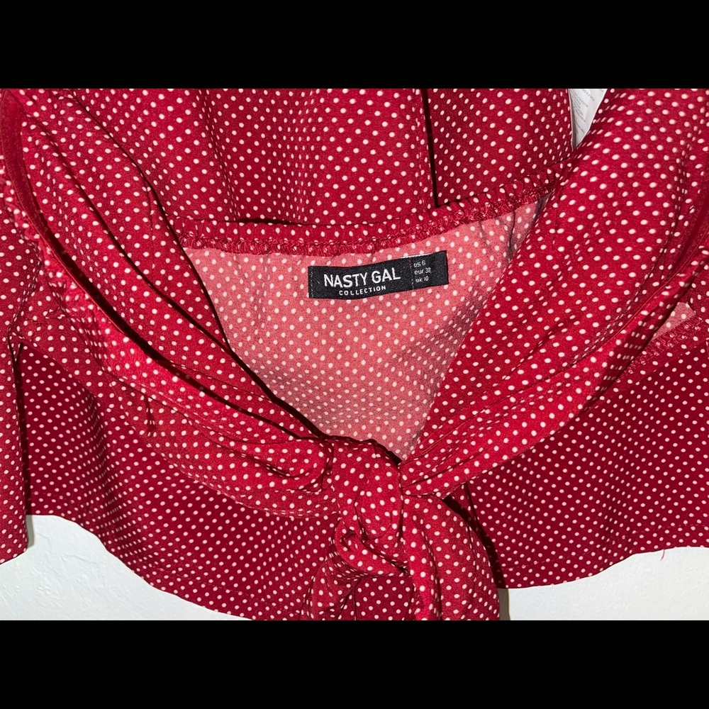Nasty Gal 2piece set, red w/white polka dots Sz6